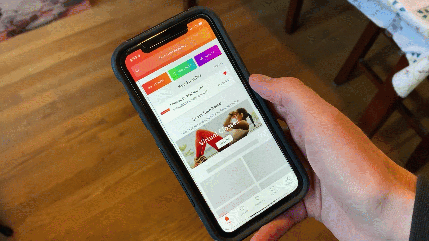 Mindbody app featured virtual classes
