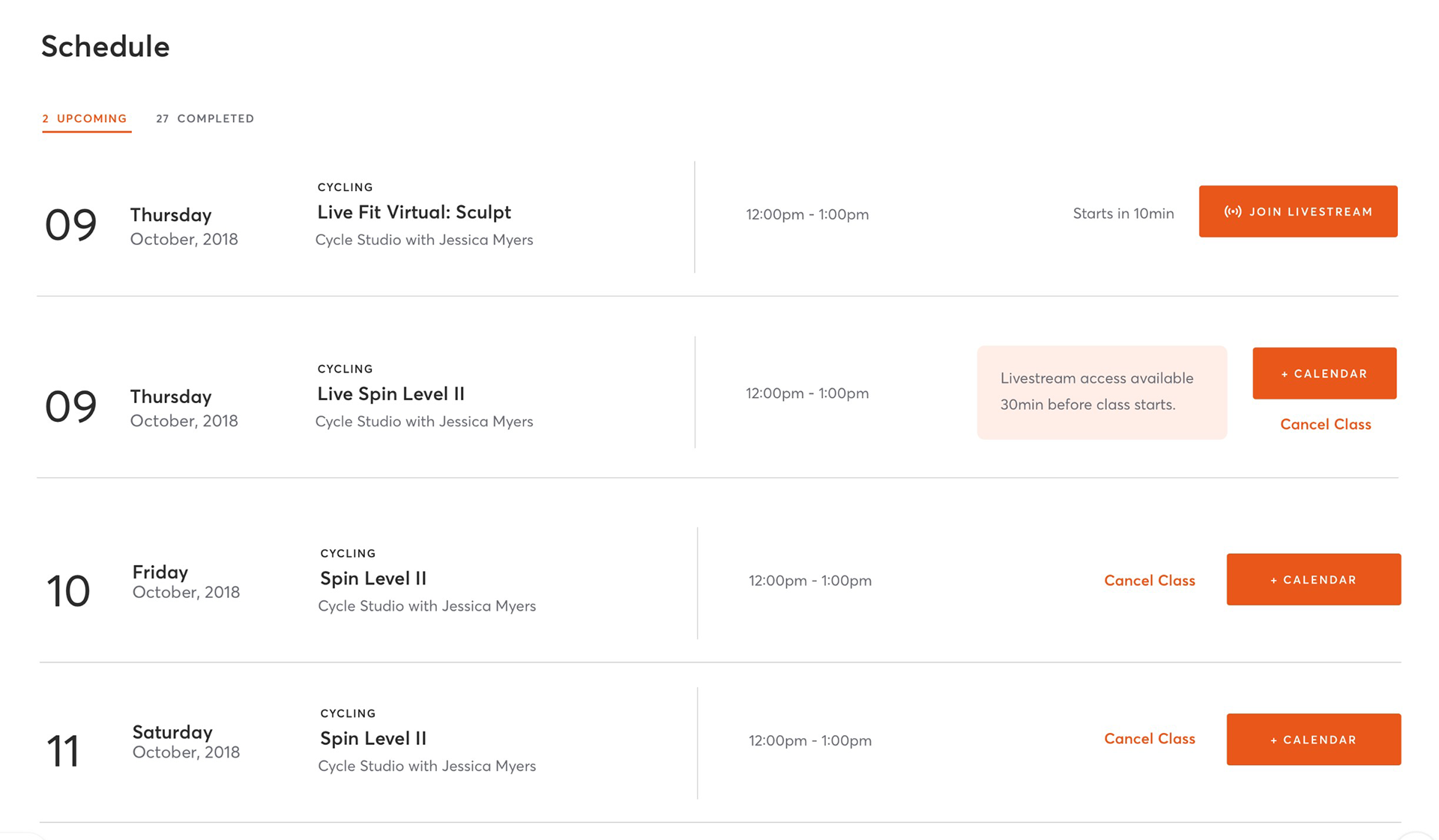 Mindbody.io schedule